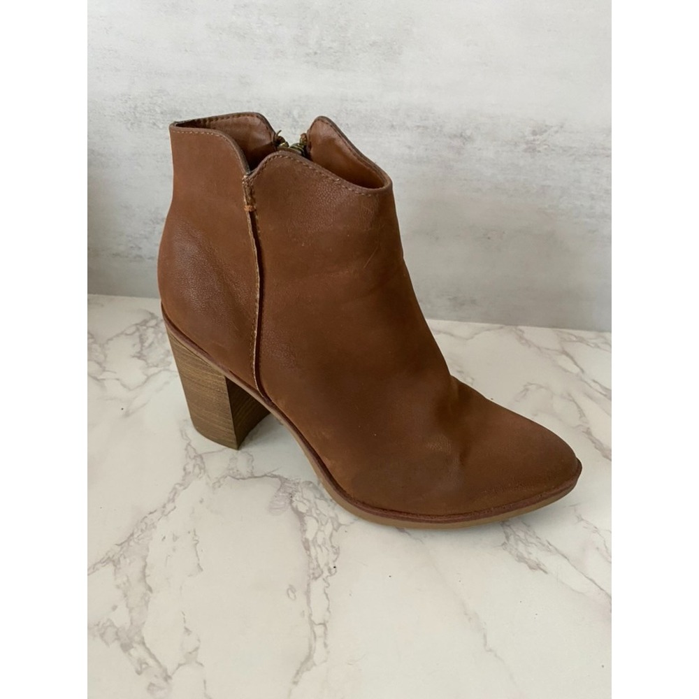 MIA Ankle Boots Booties Women Sz 6.5 Brown Block Heel Western Boho Cowgirl